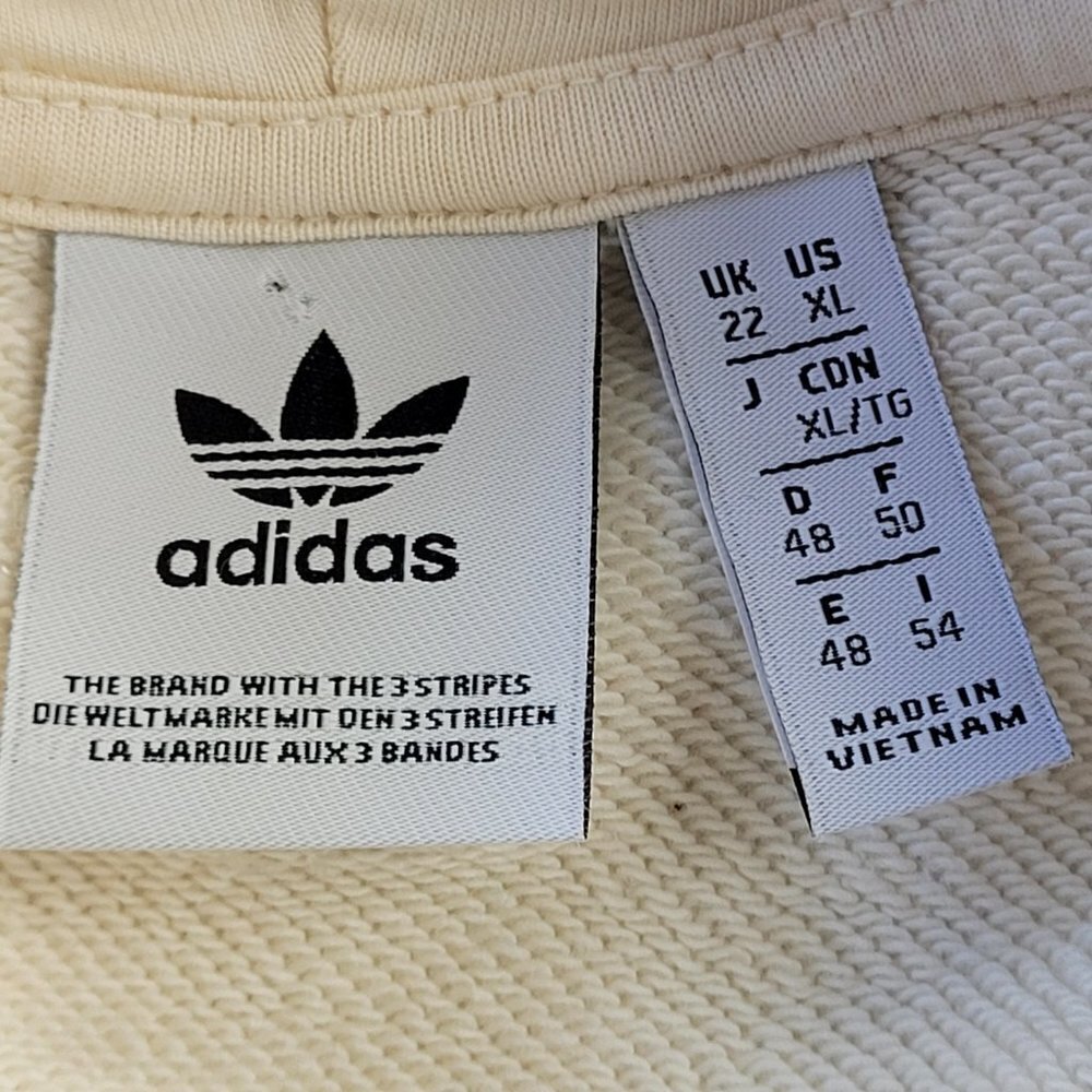 ✅ Adidas Woman’s Ivory Embroidered Logo French Terry Hoodie XL - Picture 9 of 12